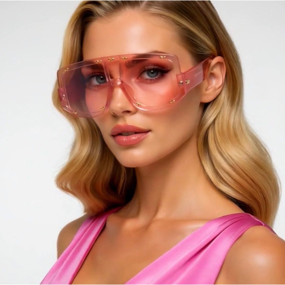 Oversized Shield Sunglasses Women Fashion Visor Pink Lens UV400 Protection Gafas